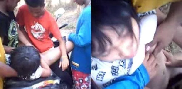 5个社会问题青年强制将高中短发女生拉到郊外，在无人郊外的摩托车上反复无套轮奸内射蹂躏